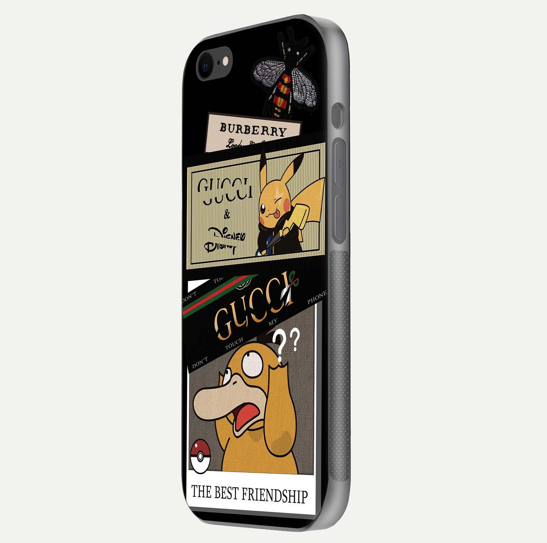 Cartoon Brand Play Mashup Glass Case for iPhone 8 side-angle image showing reflection brightness and fun graphic mix