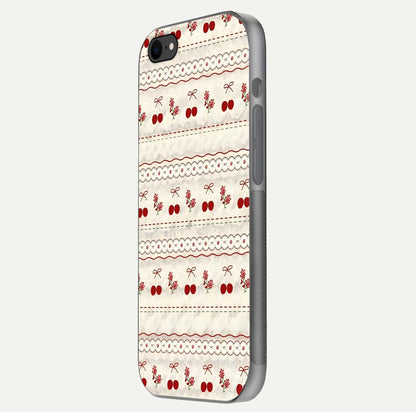 Cherry Bloom Charm Glass Case for iPhone 8 side-angle photo showing flower detail and edge light