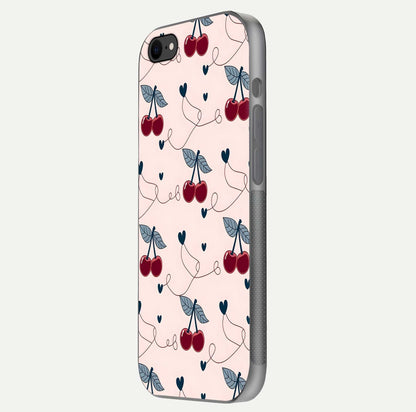 Cherry Heart Line Glass Case for iPhone 8 side-angle view capturing smooth curves and shine effect
