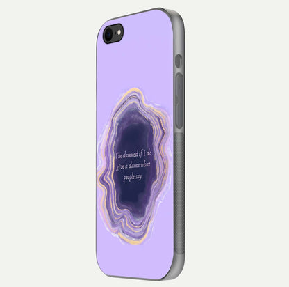 Damned People Quote Glass Case for iPhone 8 side-angle image showing light shine and smooth edges