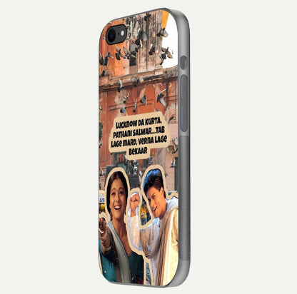 Desi Retro Vibes Glass Case for iPhone 8 side-angle image displaying gloss texture and bold pattern