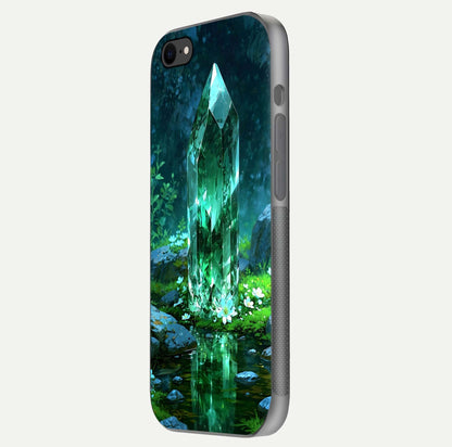 Emerald Light Crystal Glass Case for iPhone 8 side-angle image showing gloss reflection and curved border