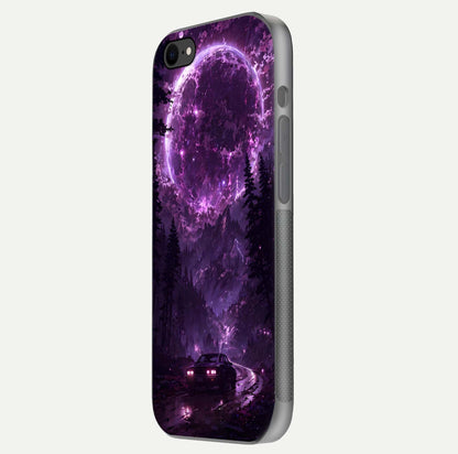 Eternal Cosmic Drive Glass Case for iPhone 8 side-angle image showing reflection texture and color contrast