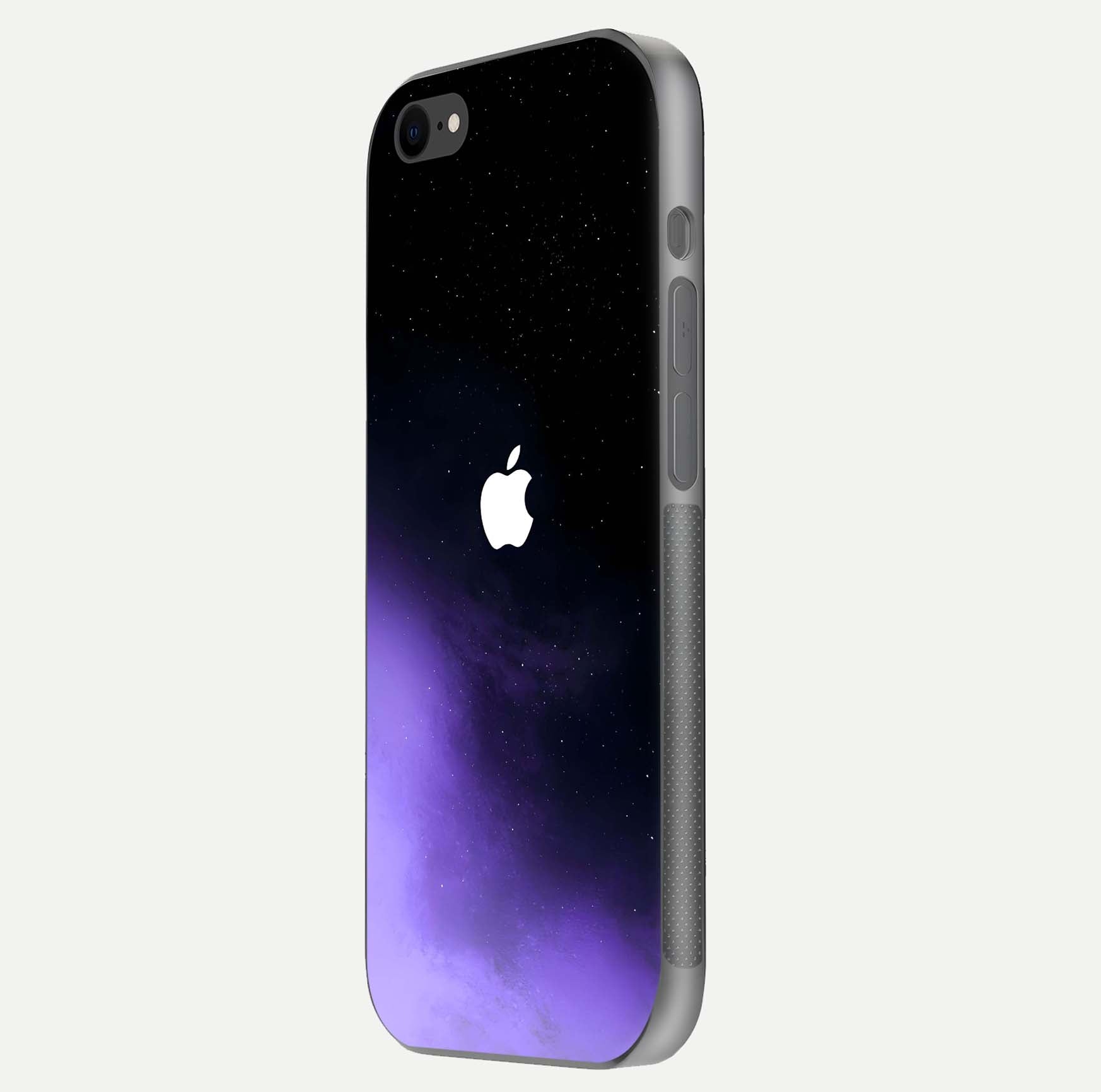 Galaxy Apple Aura Glass Case for iPhone 8 side-angle image showing glossy surface and soft reflection hues