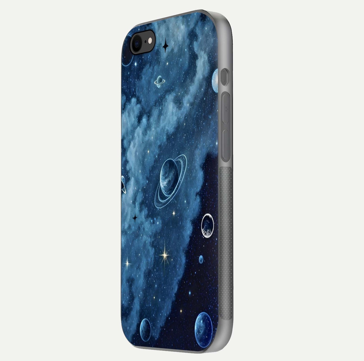 Galaxy Dream Space Glass Case for iPhone 8 side-angle image capturing reflection clarity and galactic texture
