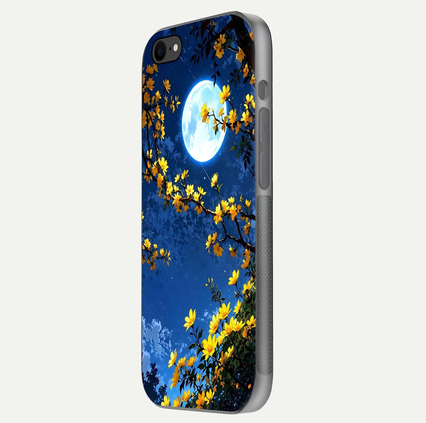 Golden Night Glow Glass Case for iPhone 8 side-angle image showing reflection clarity and elegant golden tone