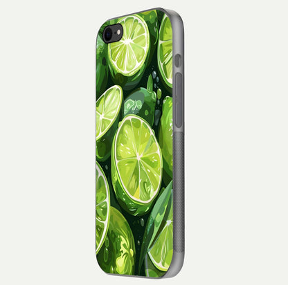Green Lemon Glass Case for iPhone 8 side-angle image showing reflection glow and juicy color tones