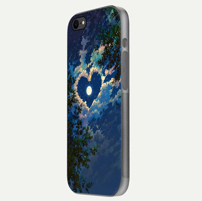 Heart with Moon Sky Glass Case for iPhone 8 side-angle image showing reflection brightness and soft tone finish