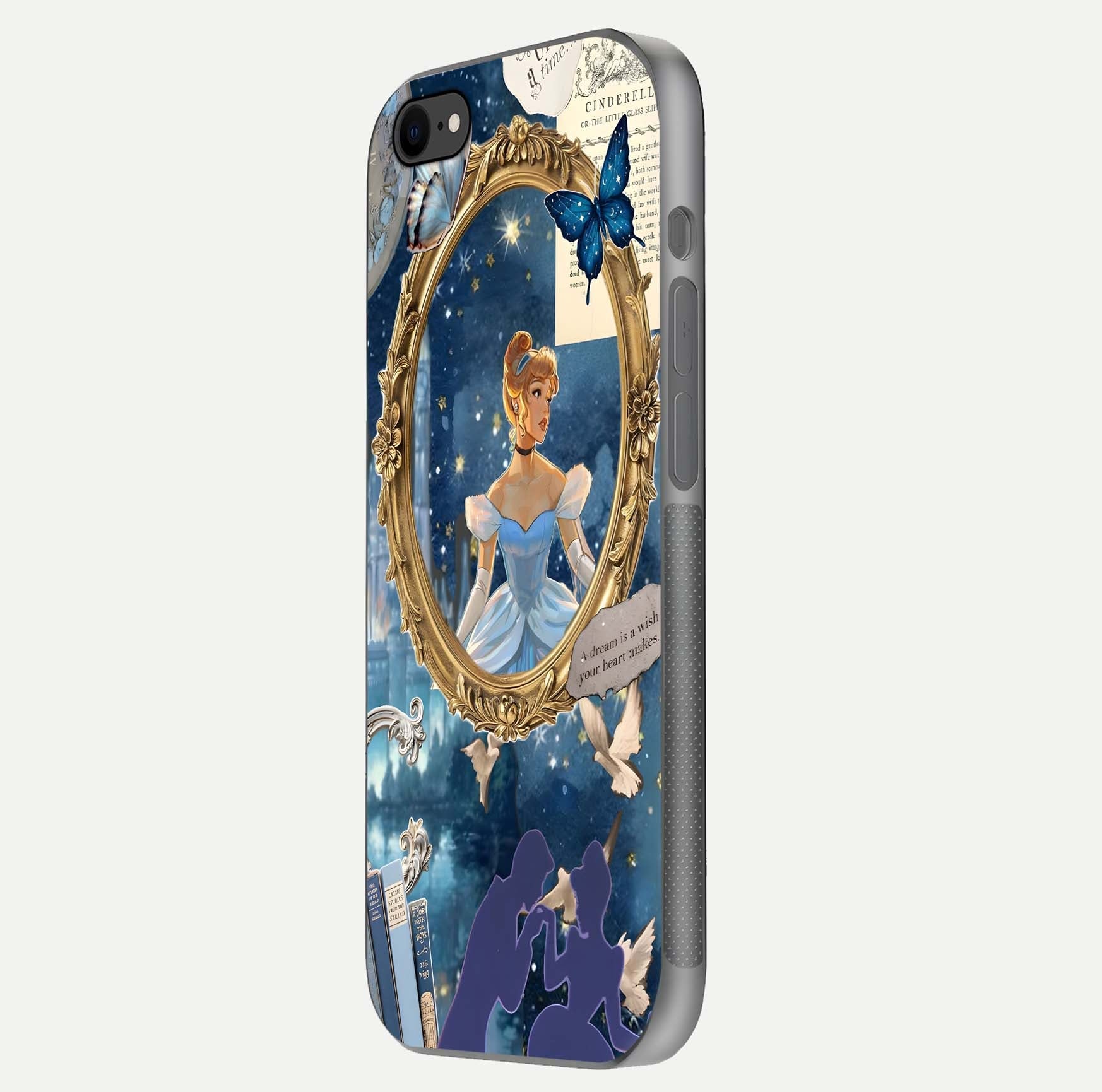 Midnight Queen Glass Case for iPhone 8 side-angle image showing reflection brightness and elegant tone