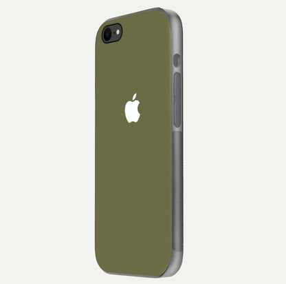 Olive Matte Essence Glass Case for iPhone 8 side-angle image showing soft hue and elegant smooth surface