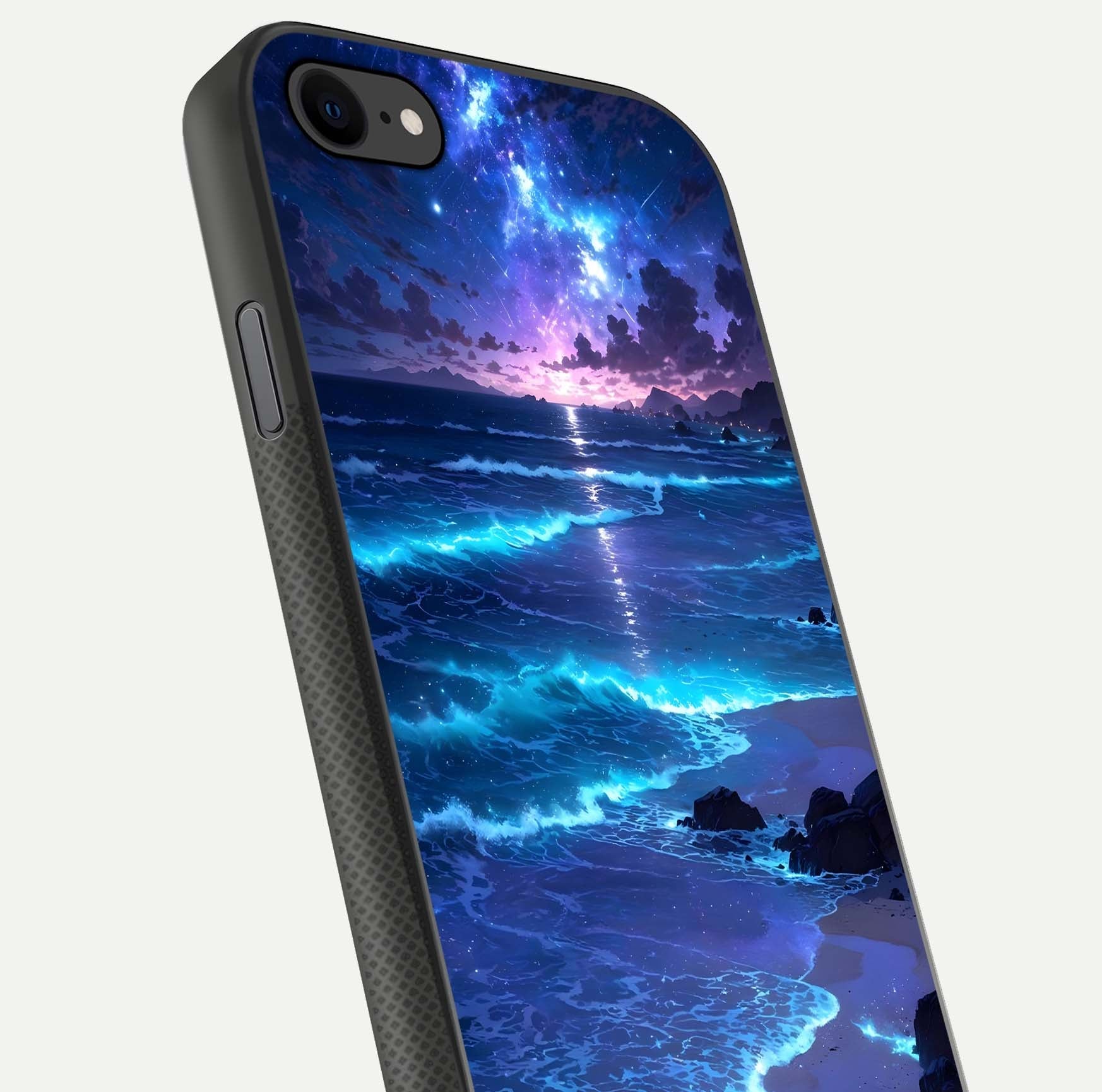 Classic Damn Look Glass Case for iPhone 8 close-up highlighting quote text and reflection shine