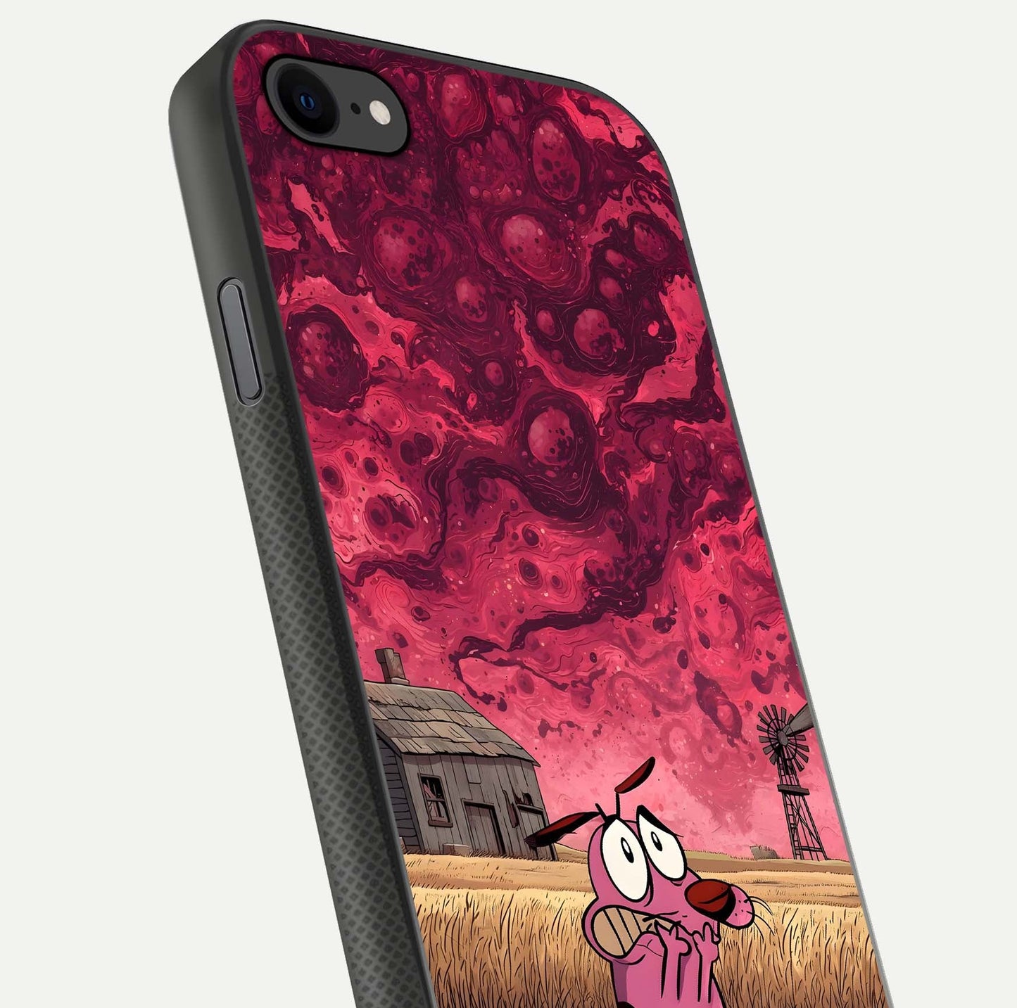 Courage Under Sky Glass Case for iPhone 8 close-up highlighting typography and HD reflection