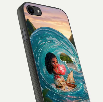 Heart of Ocean Glass Case for iPhone 8 close-up angled shot showing blue tones and reflection shine