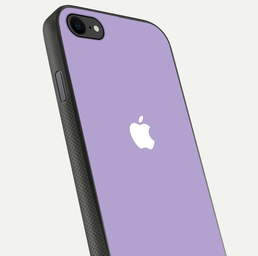 Lavender Soft Minimal Glass Case for iPhone 8 close-up angled shot showing clean color texture and shine