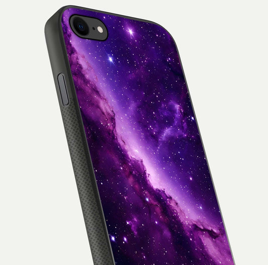 Purple Shade Sky Glass Case for iPhone 8 close-up angled shot highlighting color gradient and reflection