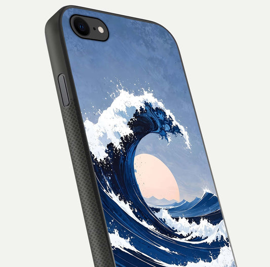 Rising Tide Power Glass Case for iPhone 8 close-up angled shot highlighting water motion and reflection