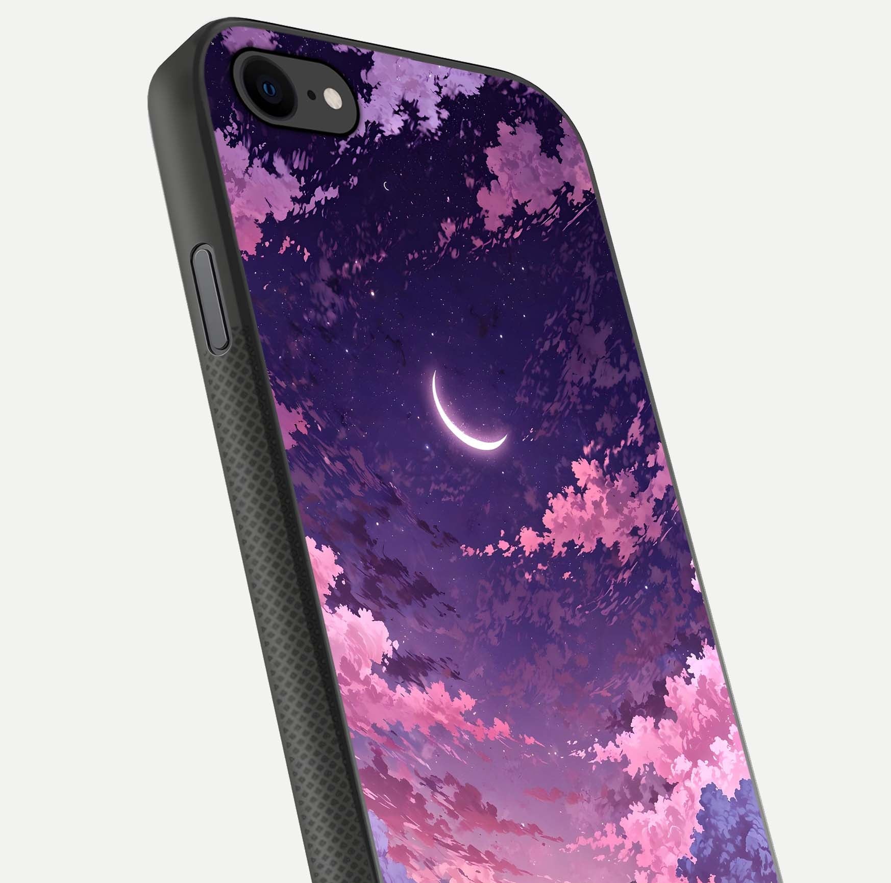 Sky Drift Clouds Glass Case for iPhone 8 close-up angled shot highlighting cloud texture and reflection