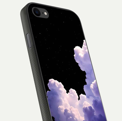 Starlit Night Whispers Glass Case for iPhone 8 close-up angled shot highlighting stars and reflection