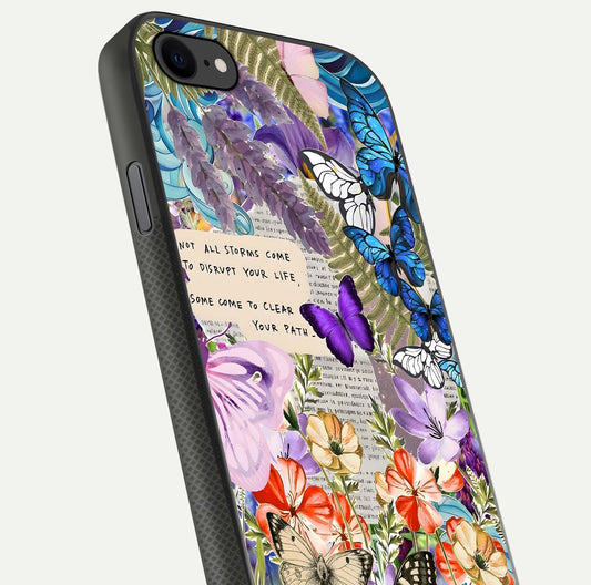 Storm Path Bloom Glass Case for iPhone 8 close-up angled shot highlighting bloom texture and reflection