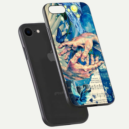 Aesthetic Divider Glass Case for iPhone 16 Pro floating dual-view mockup showing edge design and detailed divider gloss texture