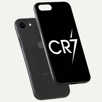 CR7 Elite Strike Glass Case for iPhone 8 floating mockup displaying HD gloss and sporty texture