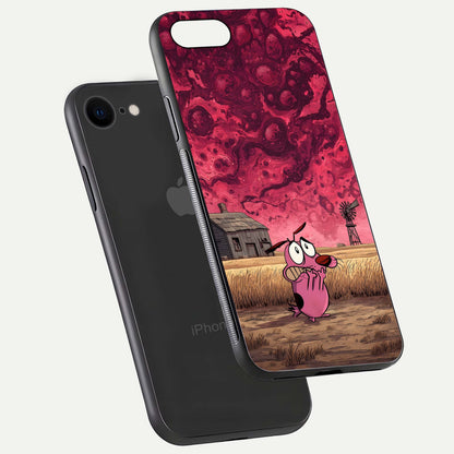 Courage Under Sky Glass Case for iPhone 8 floating mockup showing shine reflection and clean edges