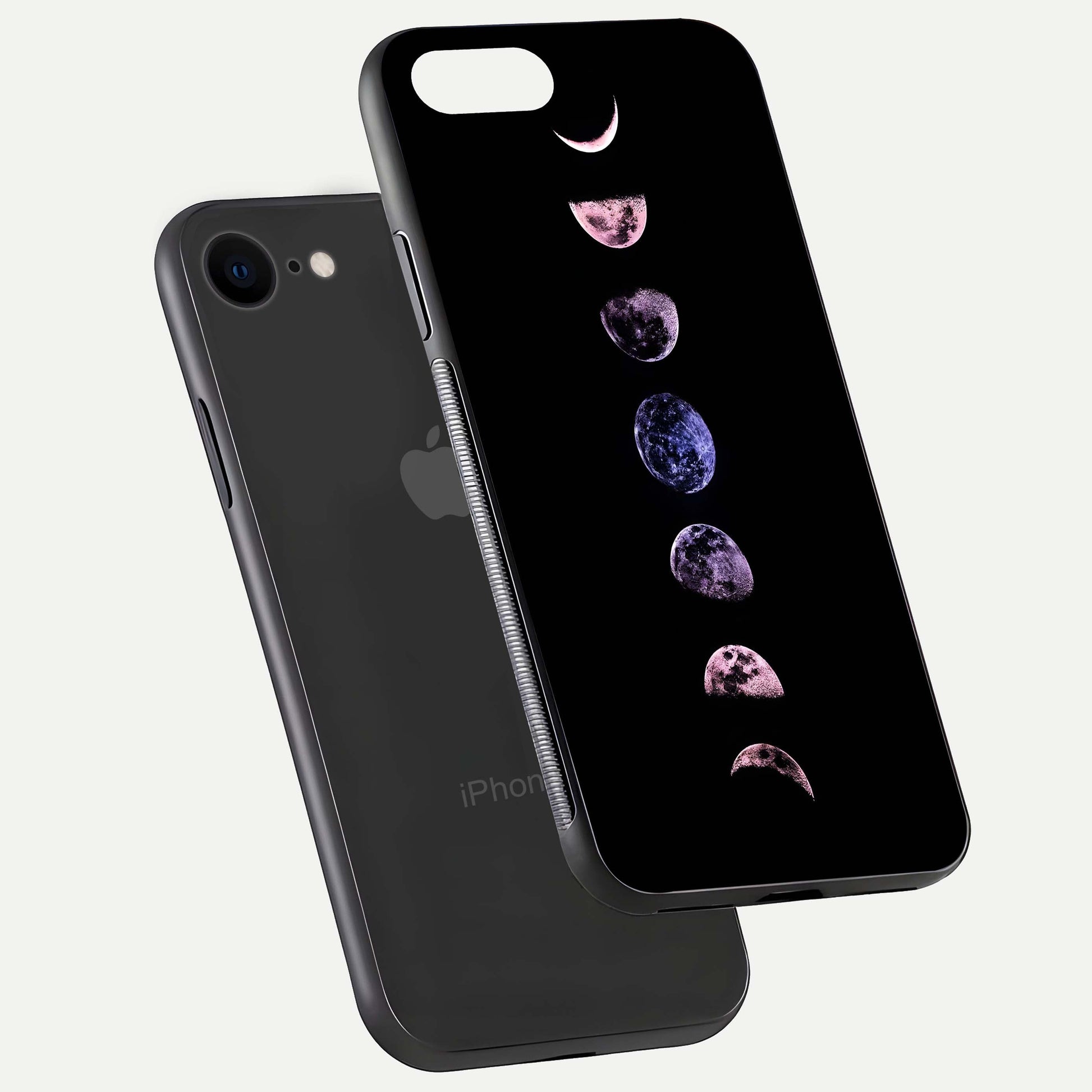 Crimson All Planets Glass Case for iPhone 8 floating mockup showing gloss depth and rich hues