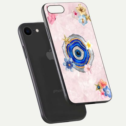 Divine Aura Bloom Glass Case for iPhone 8 floating mockup showing gloss texture and elegant design
