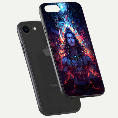 Divine Fire Shiv Glass Case for iPhone 8 floating mockup showing glow texture and gloss finish