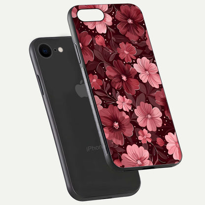Flower Blush Bloom Glass Case for iPhone 8 floating mockup showing shine polish and elegant look
