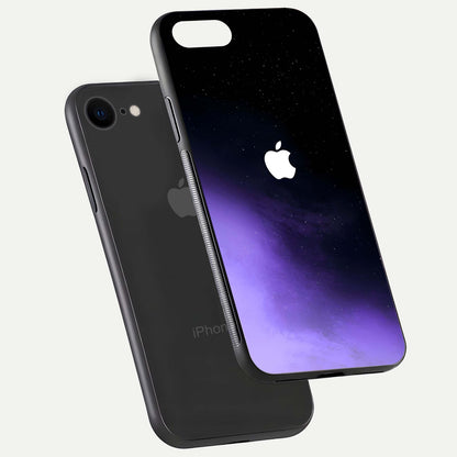 Galaxy Apple Aura Glass Case for iPhone 8 floating dual-view mockup highlighting HD gloss and deep space color blend