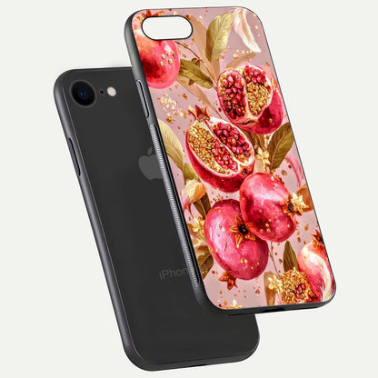 Golden Bloom Glow Glass Case for iPhone 8 floating dual-view mockup showing glossy shine and golden shimmer