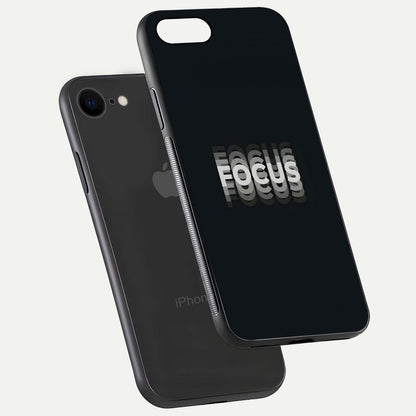 Mono Focus Vision Glass Case for iPhone 8 floating dual-view mockup showing HD gloss and elegant simplicity