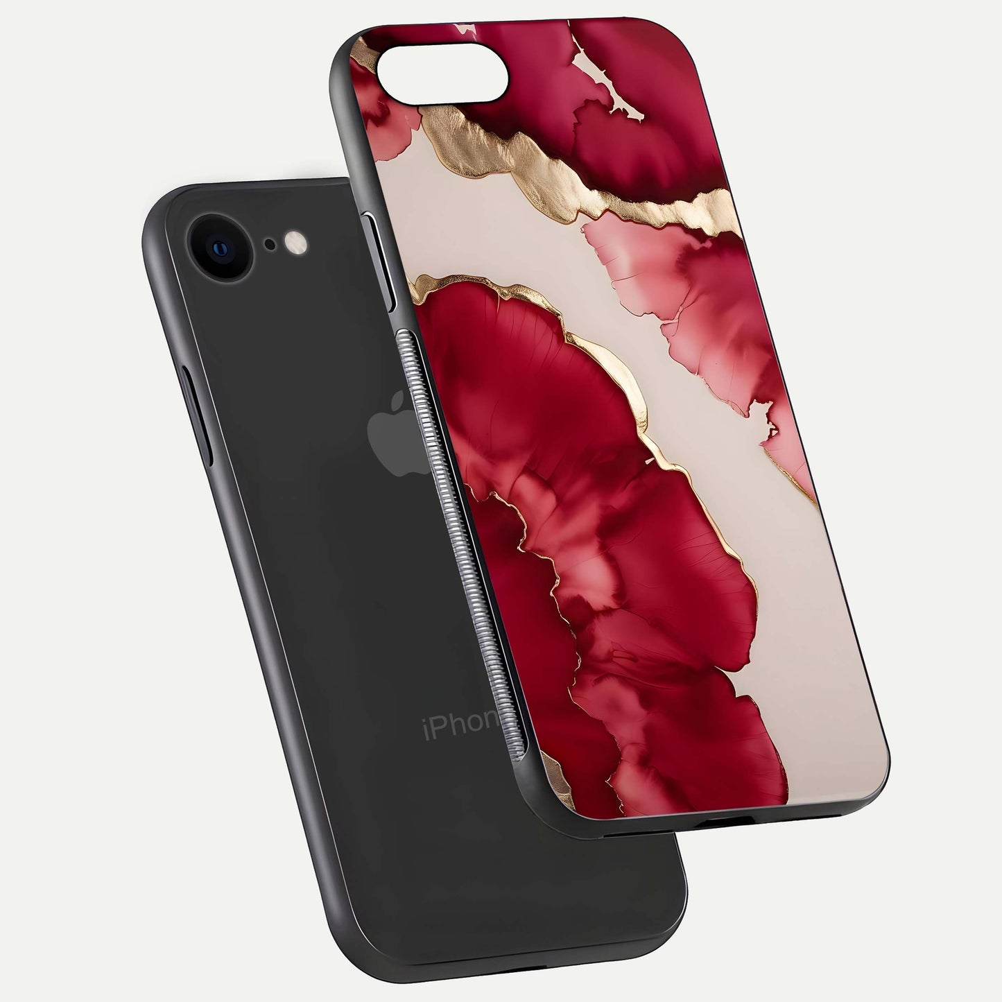 Pink & White Marble Glass Case For iPhone 8