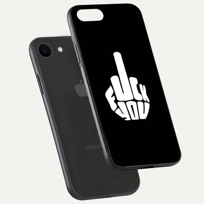 Rebel Mode On Glass Case for iPhone 8 floating dual-view mockup displaying gloss shine and statement art