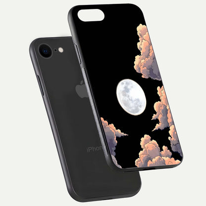 Shade Cloud Moon Glass Case for iPhone 8 floating dual-view mockup showing gloss and celestial texture