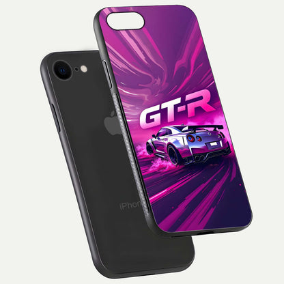 Speed Drift Legend Glass Case for iPhone 8 floating dual-view mockup displaying gloss shine and motion effect