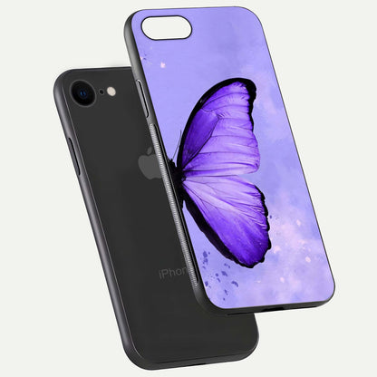 Violet Dream Wing Glass Case for iPhone 8 floating dual-view mockup displaying gloss depth and clarity