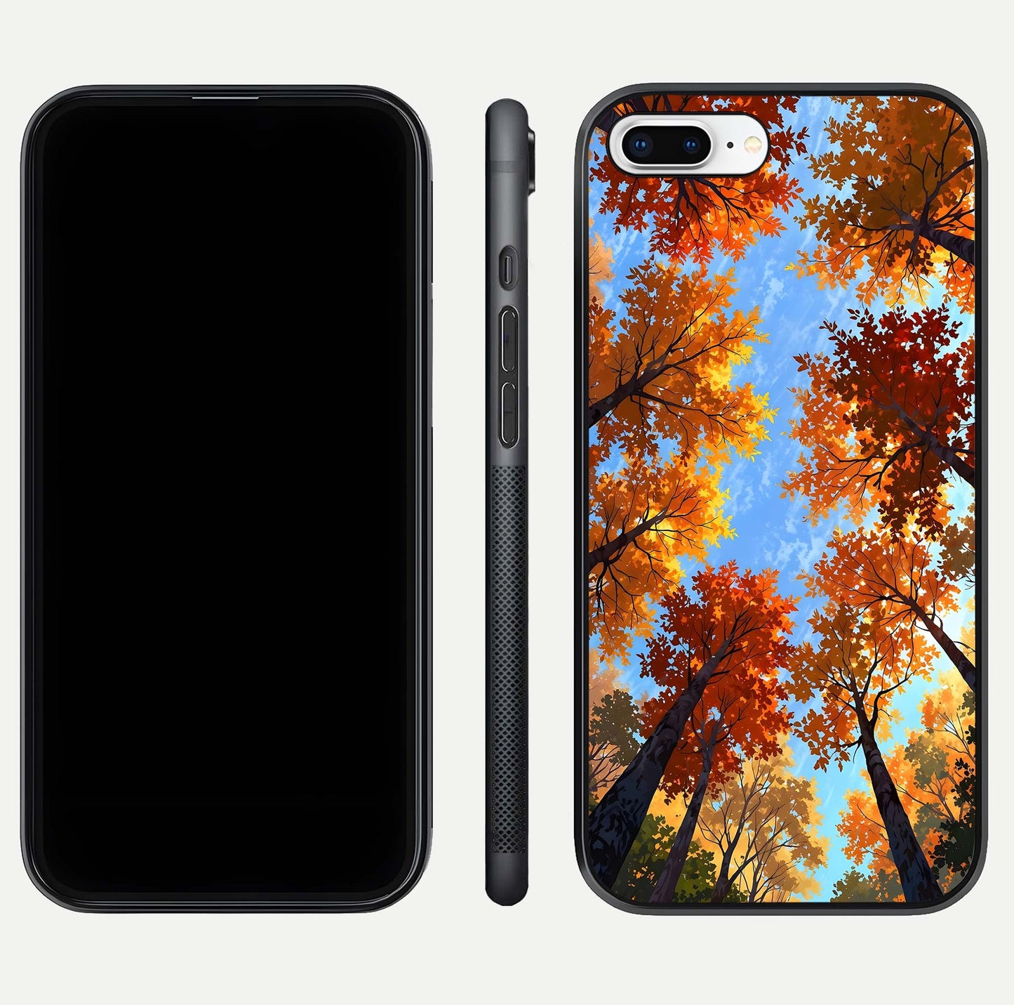 Autumn Sky Rise Glass Case for iPhone 16 Pro front and back layout showing sky print and edge smoothness