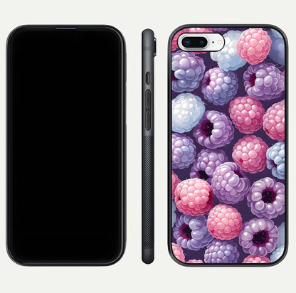 Berry Candy Pop Glass Case for iPhone 16 Pro front-and-back layout showing colorful pattern and sleek protective frame