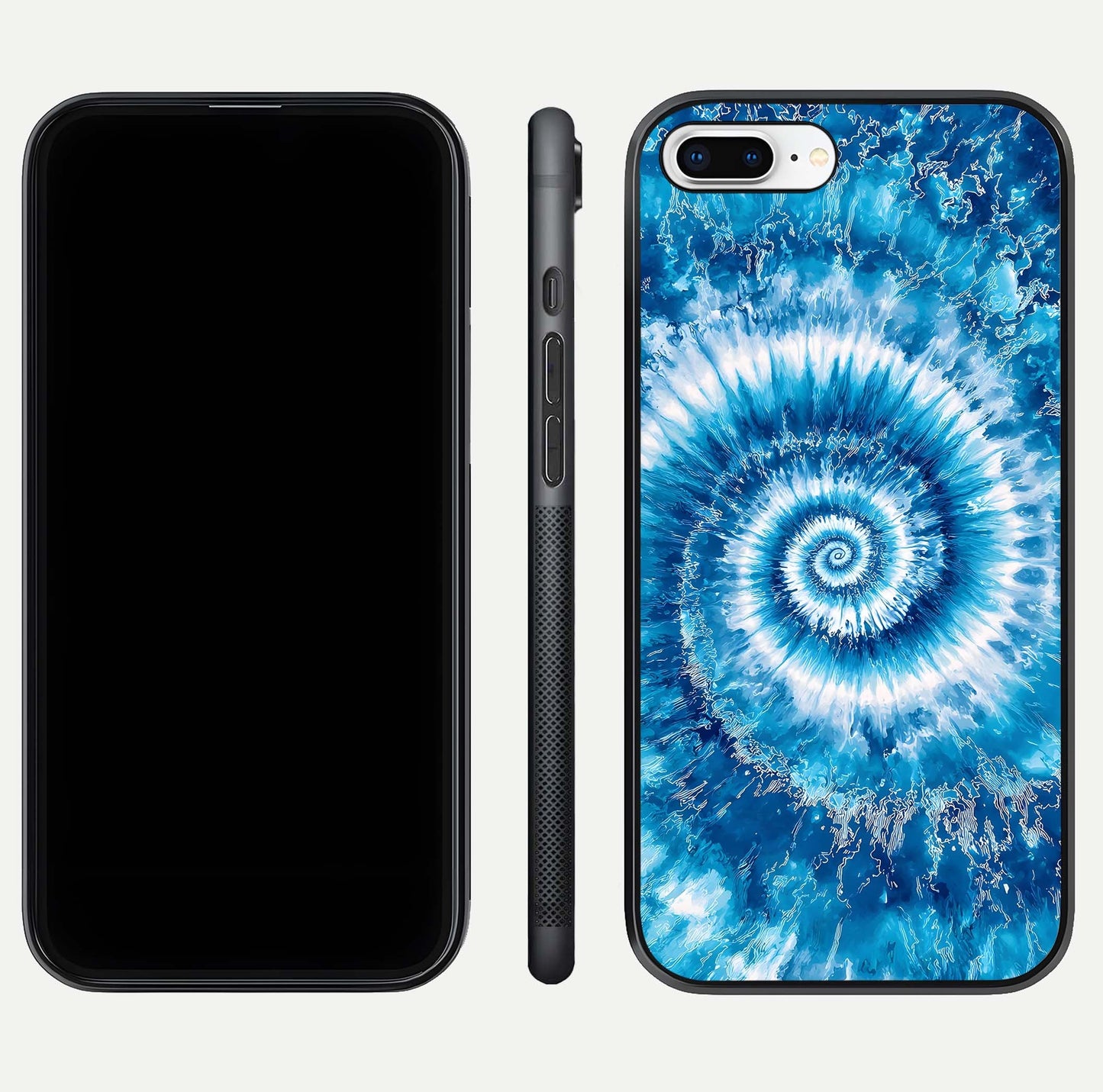 Blue Galaxy Wave Glass Case for iPhone 16 Pro front-and-back layout showing gradient flow and shine clarity
