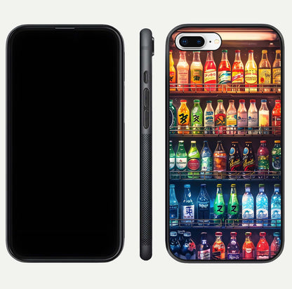 Colorful Soda Bottles Glass Case for iPhone 8 Plus dual-view layout displaying playful tones and gloss clarity