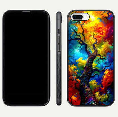 Colorful Tree Glass Case for iPhone 8 Plus dual-view layout displaying balanced tones and smooth edges