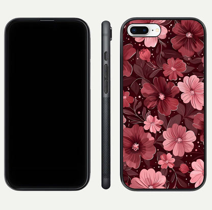 Flower Blush Bloom Glass Case for iPhone 8 Plus dual-view layout displaying HD print and smooth curves