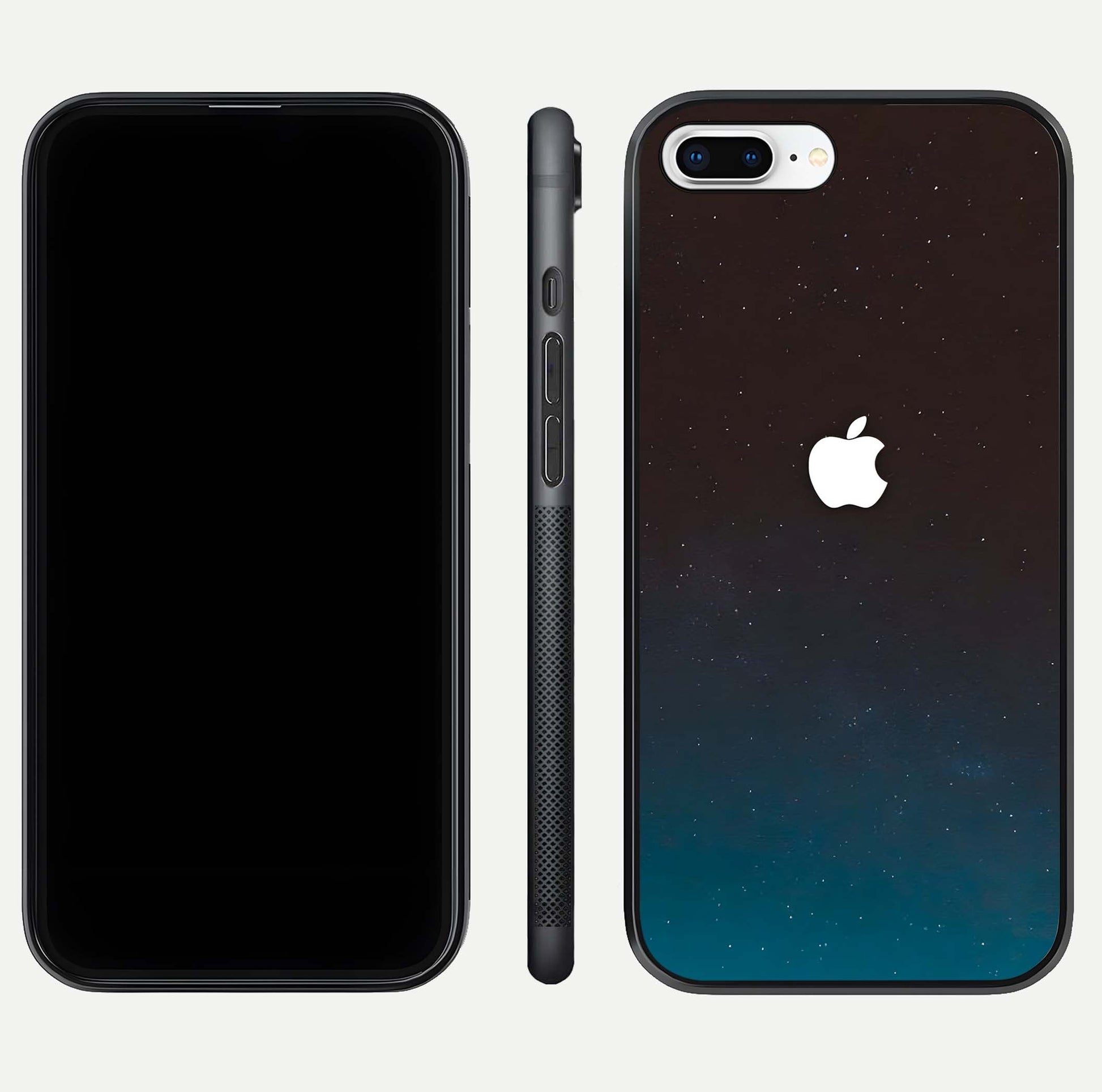 Green Emerald Apple Logo Glass Case for iPhone 8 Plus front and back view layout highlighting vibrant tones and curved glass