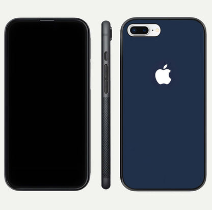 Minimal Apple Night Glass Case for iPhone 8 Plus front & back layout highlighting simplicity and edge curve