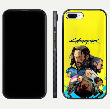 Neon Rebel Genesis Glass Case for iPhone 8 Plus front & back layout highlighting futuristic theme and curves