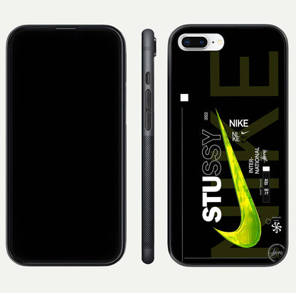 Neon Street Edition Glass Case for iPhone 8 Plus front & back layout highlighting street art vibe and edges