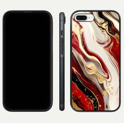Red & White Marble Glass Case For iPhone 8 Plus
