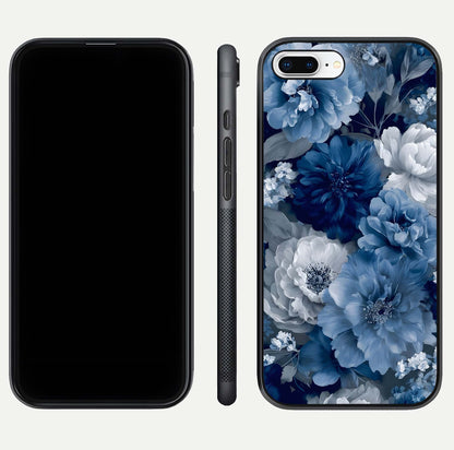 Royal Bloom Garden Glass Case for iPhone 8 Plus front & back layout showing soft tones and curved glass design